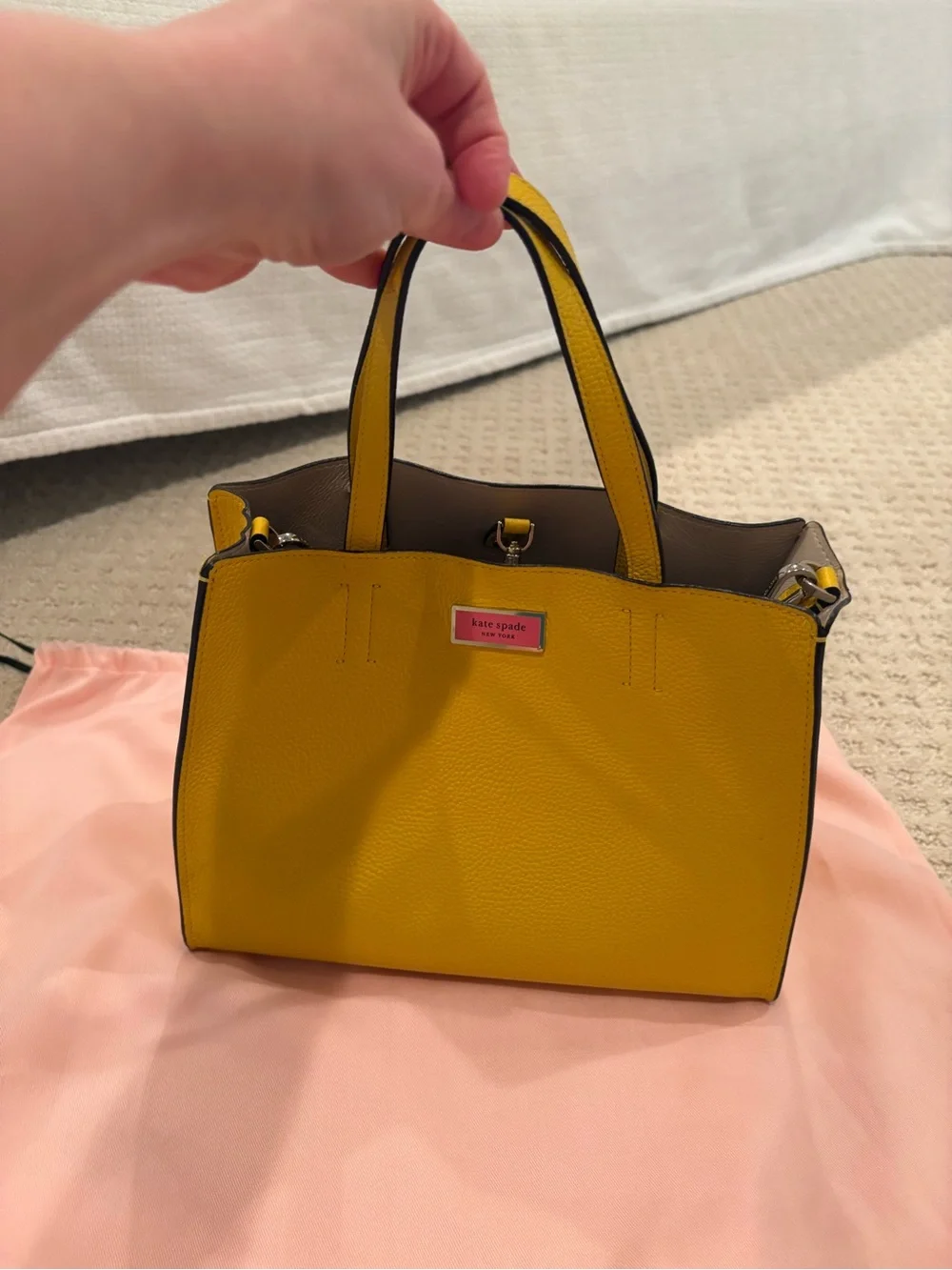 kate spade Sam yellow pebbled leather shoulder bag with straps